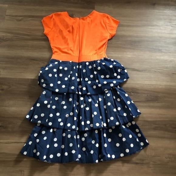 Shabby Apple Orang Blue White Poke A Dot Tier Dress size Medium - Picture 5 of 6